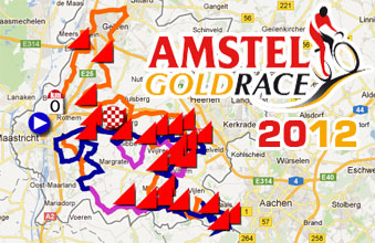 Le parcours de l'Amstel Gold Race 2012 sur Google Maps/Google Earth et l'itinéraire horaire