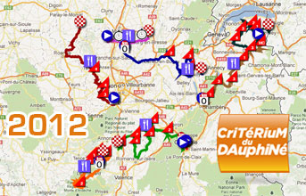 Critrium du Dauphin 2012: the race route on Google Maps/Earth, the profiles and the time- and route schedules