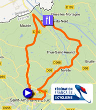 Het parcours van het circuit van de Franse kampioenschappen 2012 op Google Maps
