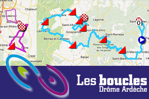 Het parcours van de Boucles Drôme Ardèche 2013 op Google Maps/Google Earth