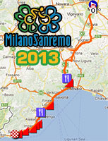The Milan-Sanremo 2013 race route on Google Maps/Google Earth