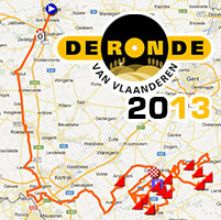 The Tour of Flanders 2013 race route on Google Maps