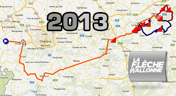 The Flèche Wallonne 2013 race route on Google Maps/Google Earth and the time- and route schedule