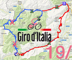 Het gewijzigde parcours van de 19de etappe van de Giro d'Italia 2013: Ponte di Legno > Val Martello