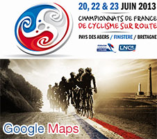 Het parcours van de Franse Kampioenschappen 2013 op Google Maps/Google Earth