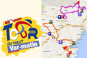 Het parcours van de Tour du Haut Var 2014 op Google Maps/Google Earth, de tijd- en routeschema's en profielen