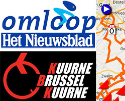 Het parcours van de Omloop Het Nieuwsblad en Kuurne-Brussel-Kuurne 2014 op Google Maps/Google Earth