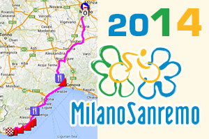 The Milan-Sanremo 2014 race route in Google Maps/Google Earth
