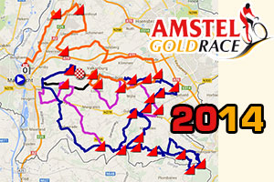 The Amstel Gold Race 2014 race route on Google Maps/Google Earth and its itinerary