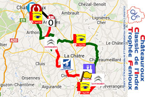 Het parcours van de Classic de l'Indre 2014 op Google Maps / Google Earth