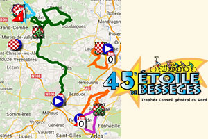 Le parcours de l'Etoile de Bessèges 2015 sur Google Maps/Google Earth