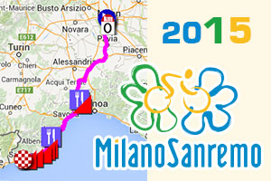 The Milan-Sanremo 2015 race route in Google Maps/Google Earth