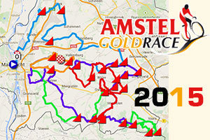 Het parcours van de Amstel Gold Race 2015 op Google Maps/Google Earth en het tijd- en routeschema