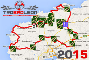 The Tro Bro Léon 2015 race route on Google Maps/Google Earth and its 'ribins'