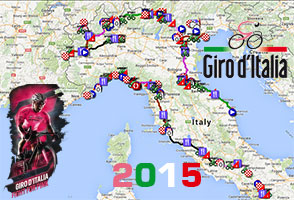 The Tour of Italy (Giro d'Italia) 2015 race route on Google Maps/Google Earth