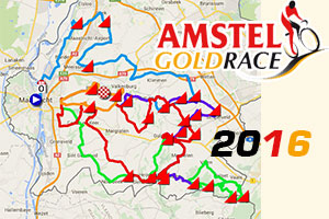 Het parcours van de Amstel Gold Race 2016 op Google Maps/Google Earth en het tijd- en routeschema