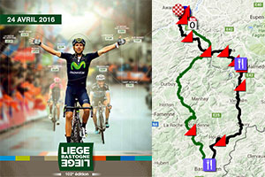 The Lige-Bastogne-Lige 2016 race route on Google Maps/Google Earth: the 102nd edition!