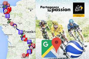 Het parcours van de Tour de France 2016 op Google Maps/Google Earth, profielen en tijd- en routeschema's