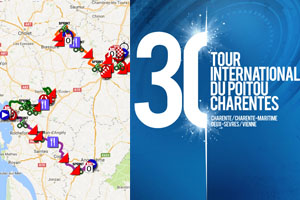 The Tour du Poitou-Charentes 2016 race route on Google Maps/Google Earth