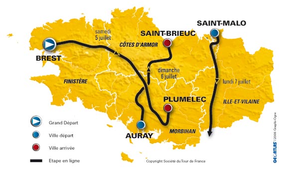 Le parcours en Bretagne -  Socit du Tour de France