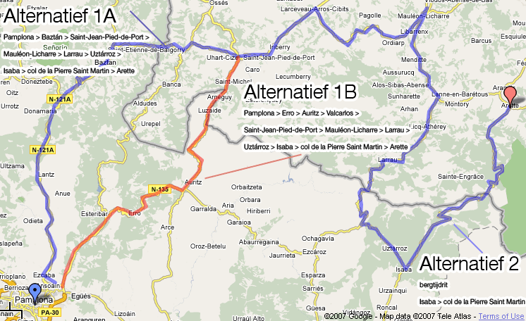 het parcours van de etappe Pamplona > Arette in de Tour de France 2009