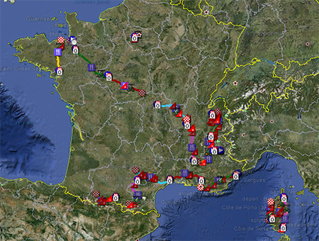 Het parcours van de Tour de France 2013 in Google Earth Het parcours van de Tour de France 2013 in Google Earth