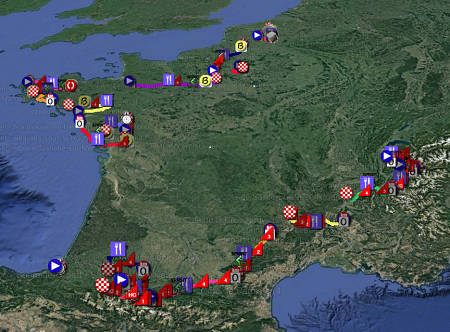 Le parcours du Tour de France 2018 dans Google Earth