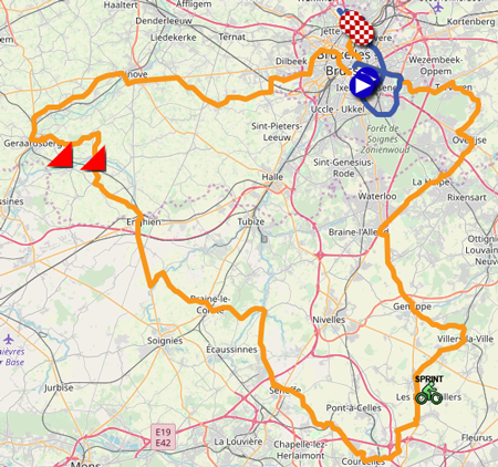 The Grand Départ race route of the Tour de France 2019 in Google Earth