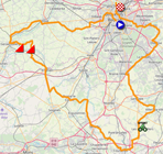 The map with the race route of the first stage of the Tour de France 2019 on Open Street Maps