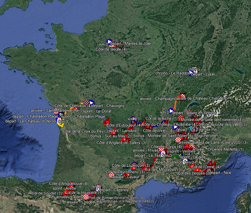 The race route of the Tour de France 2020 in Google Earth The race route of the Tour de France 2020 in Google Earth