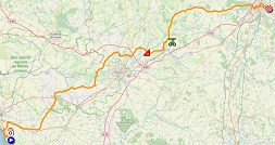 La carte du parcours de la onzième étape du Tour de France 2020 sur Open Street Maps