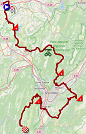 The map with the race route of the sixteenth stage of the Tour de France 2020 on Open Street Maps