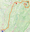 The map with the race route of the nineteenth stage of the Tour de France 2020 on Open Street Maps