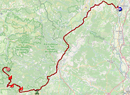 The map with the race route of the sixth stage of the Tour de France 2020 on Open Street Maps