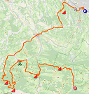 The map with the race route of the nineth stage of the Tour de France 2020 on Open Street Maps