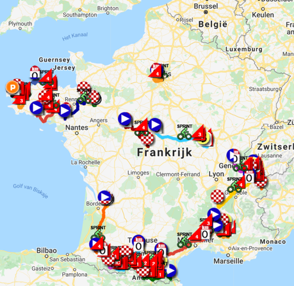 Le parcours du Tour de France 2021 dans Google Earth