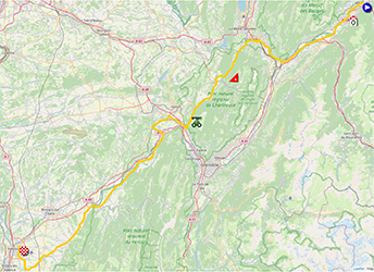 La carte du parcours de la dixième étape du Tour de France 2021 sur Open Street Maps