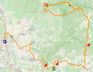 La carte du parcours de la onzième étape du Tour de France 2021 sur Open Street Maps