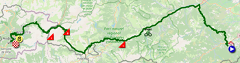 La carte du parcours de la quinzième étape du Tour de France 2021 sur Open Street Maps