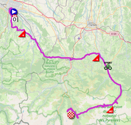 La carte du parcours de la dix-huitième étape du Tour de France 2021 sur Open Street Maps