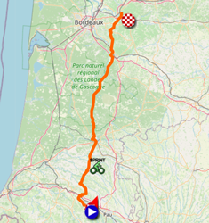 La carte du parcours de la dix-neuvième étape du Tour de France 2021 sur Open Street Maps