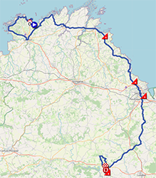 La carte du parcours de la deuxième étape du Tour de France 2021 sur Open Street Maps