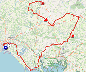 La carte du parcours de la troisième étape du Tour de France 2021 sur Open Street Maps
