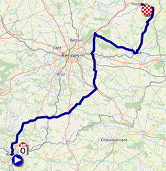 La carte du parcours de la quatrième étape du Tour de France 2021 sur Open Street Maps