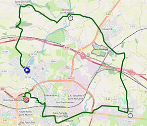 La carte du parcours de la cinquième étape du Tour de France 2021 sur Open Street Maps