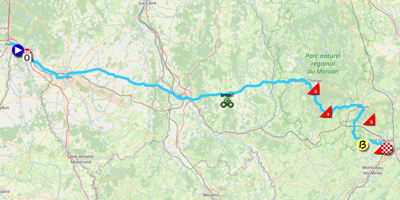La carte du parcours de la septième étape du Tour de France 2021 sur Open Street Maps