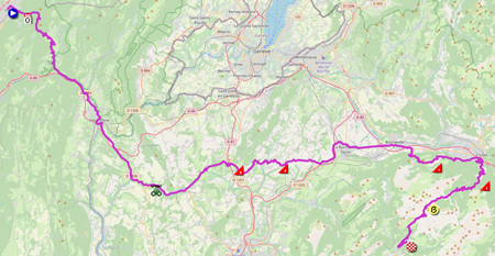 La carte du parcours de la huitième étape du Tour de France 2021 sur Open Street Maps