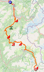 La carte du parcours de la neuvième étape du Tour de France 2021 sur Open Street Maps
