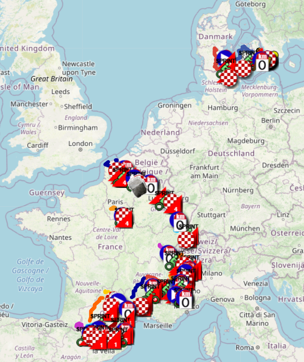 The Tour de France 2022 race route in Google Earth