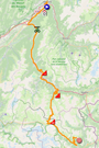 La carte du parcours de la onzième étape du Tour de France 2022 sur Open Street Maps